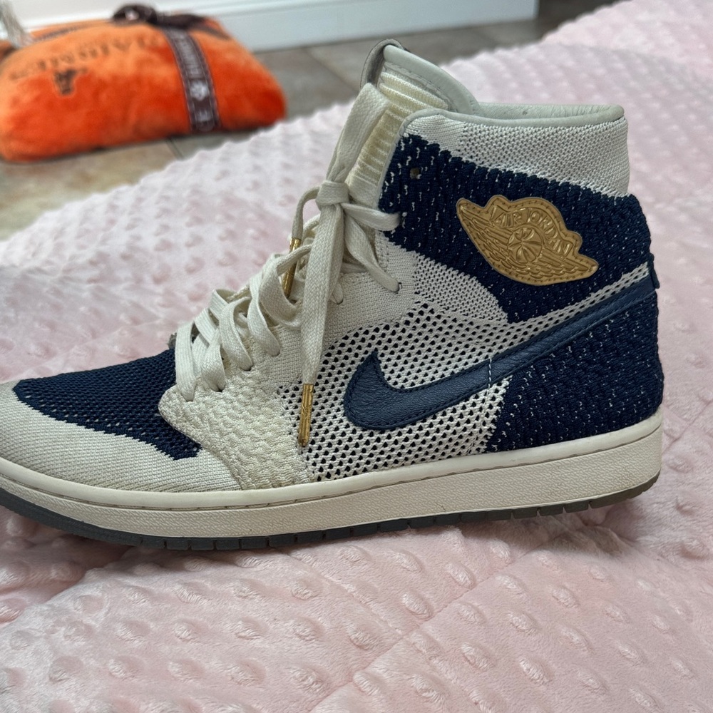 Jordan Women's High-Top Sneakers - Navy, Cream, and Gold